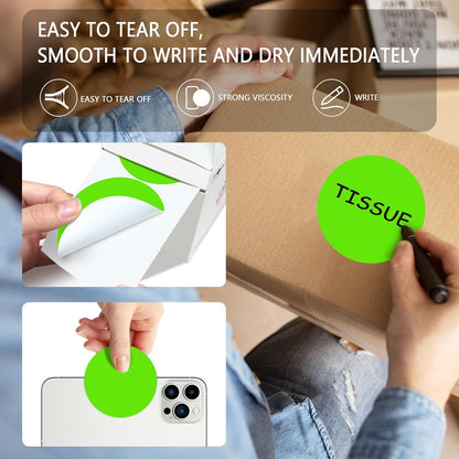 PARLAIM 3" Diameter Round Light Green Color Coding Sticker, 4 Rolls 2000PCS Circle Dot Label,Permanent for Inventory Box Labeling