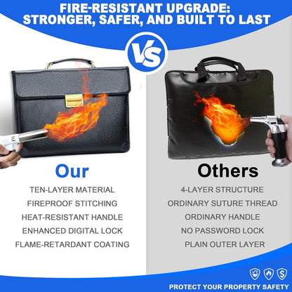 Upgraded Fully Fireproof Document Bag 6500°F,14.2x10x2.3 Fire Proof Bag for Documents with Lock,Small Fireproof Safe,Portable Home Office Travel Safe Storage for Laptop,Black