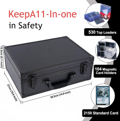 Premium Toploader Storage Box With Card Dividers For 3 X 4 Rigid Cards Holds 530+ 35pt Toploaders Trading Card Storage Box Suitable For TCG And Magnetic Card Holders, Black, K00SBa3