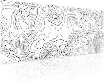Topographic Contour White Gaming Mouse Pad XL Topo Geographic Map Lines Extended Large Mouse Pad Big Desk Mat Non-Slip Rubber Base Stitched Edge Long Keyboard Playmat for Desk Computer,31.5×11.8 in