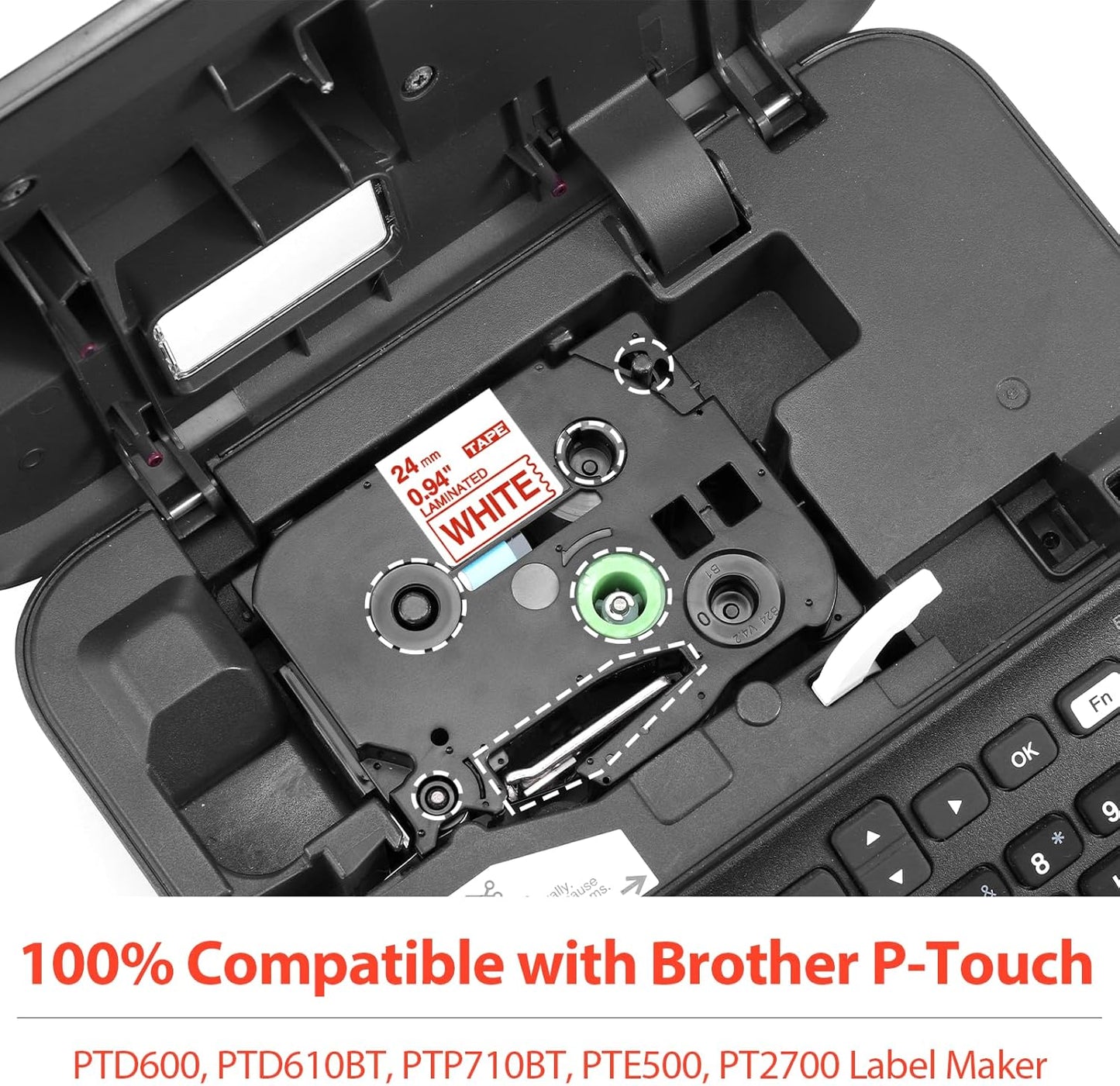 Label KINGDOM 24mm Red on White Label Tape Replacement for Brother P-Touch TZe-252 TZe252 1 Inch TZe Tape 24mm 0.94 Compatible with Brother P Touch Label Maker PTD600 PTD600VP PTP700 PT2730, 3-Pack