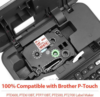 Label KINGDOM 24mm Red on White Label Tape Replacement for Brother P-Touch TZe-252 TZe252 1 Inch TZe Tape 24mm 0.94 Compatible with Brother P Touch Label Maker PTD600 PTD600VP PTP700 PT2730, 3-Pack