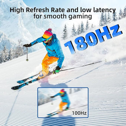27” White Monitor，QHD (2560x1440P) 180Hz 100% sRG Computer Monitors，IPS Panel, 3Sides Frameless, Flicker-Less,Blue Light Filter, for Office & Gaming (DP,HDMI)