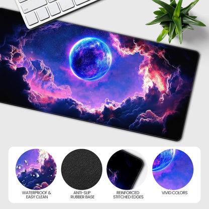 35.4 x 15.7 inches, Large Desktop Mouse pad, Keyboard and Mouse Pads for Work and Home Computers, and Large Laptop Mouse mat，Dazzling Planet