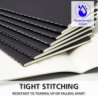 feela 170 Pack Blank Kraft Notebooks, Unlined Sketchbook Mini Cute Note Pad for Drawing Writing, Journal Bulk For Kids Students Office School Supplies, A6, 48 Pages, 4.25” X 5.5”, Black