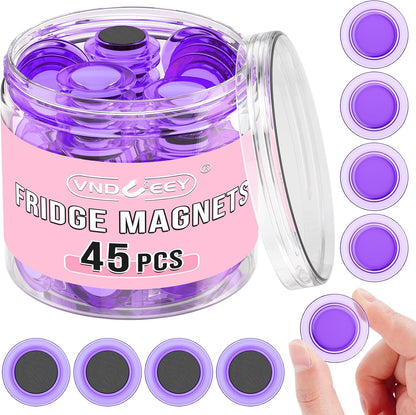 VNDUEEY 45 Pcs Round Whiteboard Magnets Fridge Magnets, Dry Board Refrigerator Magnet, Small Magnet Teacher Supplies for School, Home, Office Decorative(Purple, 3cm/1.18in)
