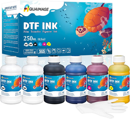Dtf Ink 1500ml Dtf Printer Ink for ET8550,L1800,XP15000, Bright Colors,DTF Transfer Ink for Pet Film, Refill Ink for P400, P800, P600, DX5, XP600. (250ml x 6, 2Wh+BKCMY)