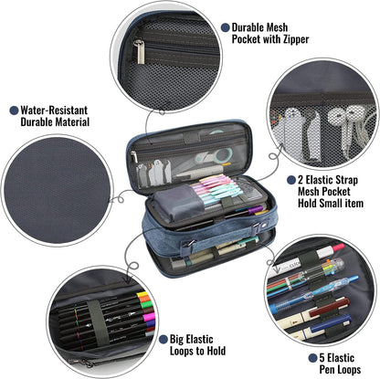 Pencil Case, Large Capacity Pencil Case Organizer; Double Zipper Storage Bag; Big Pencil Pouch for College School Office Teen Girl Boy Men Women Adult