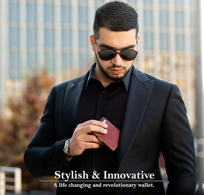 SERMAN BRANDS Money Clip Wallet - Mens Wallets slim Front Pocket RFID Blocking Card Holder Minimalist Mini Bifold