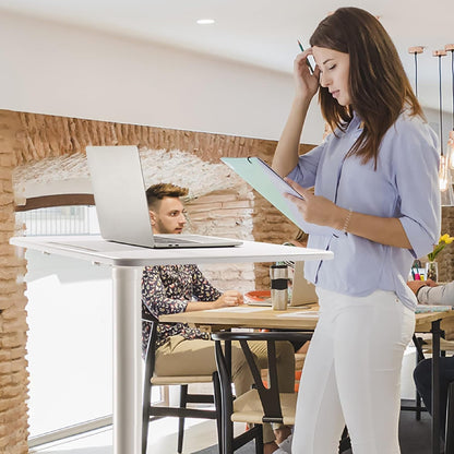 AVLT 44-inch Ambidextrous Pneumatic Laptop Standing Desk Cart (3 ft 8 in), Mobile Rolling Desk with Adjustable Height, Folding Computer & Projector Cart, White Cart with Brakes