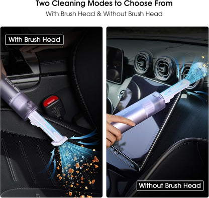 VSGO Cordless Car Vacuum, Compressed Electric Air Duster 17000Pa Suction, 5-in-1 Portable Mini Small Handheld Vacuum, UP to 90 Mins Runtime for Car, Desk, Computer, Keyboard, Home Cleaning (Purple)