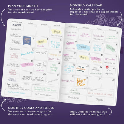Legend Planner PRO Hourly Schedule - Weekly & Daily Organizer with Time Slots. Appointment Book Journal for Work & Personal, A4 (Purple)