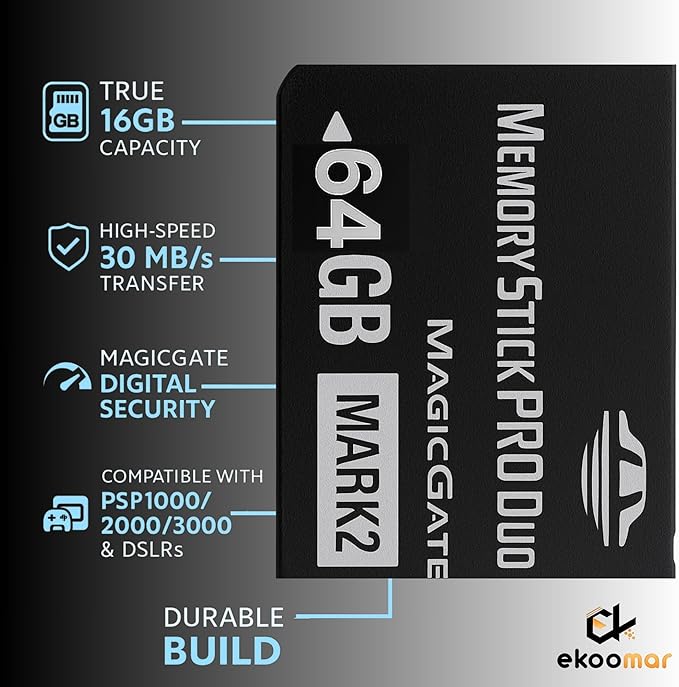 Original 64GB Memory Stick Pro Duo MARK2 - Compatible with PSP1000/2000/3000, DSLR Burst Shooting, MagicGate | High-Speed Read/Write Memory Stick Duo Card for PSP Memory Stick & Cameras
