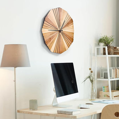 Parametric Verso Wood Wall Clock, 3D Birch Plywood Layered Acoustic Wooden Decorative Clock (Medium)