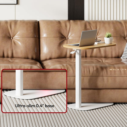 SANODESK Small Standing Desk Pneumatic Height Adjustable Small Sit Stand Desk Laptop Desk Overbed Table Computer Cart for Home Office Computer Workstations(23.6" W x 13.8" D,Maple)