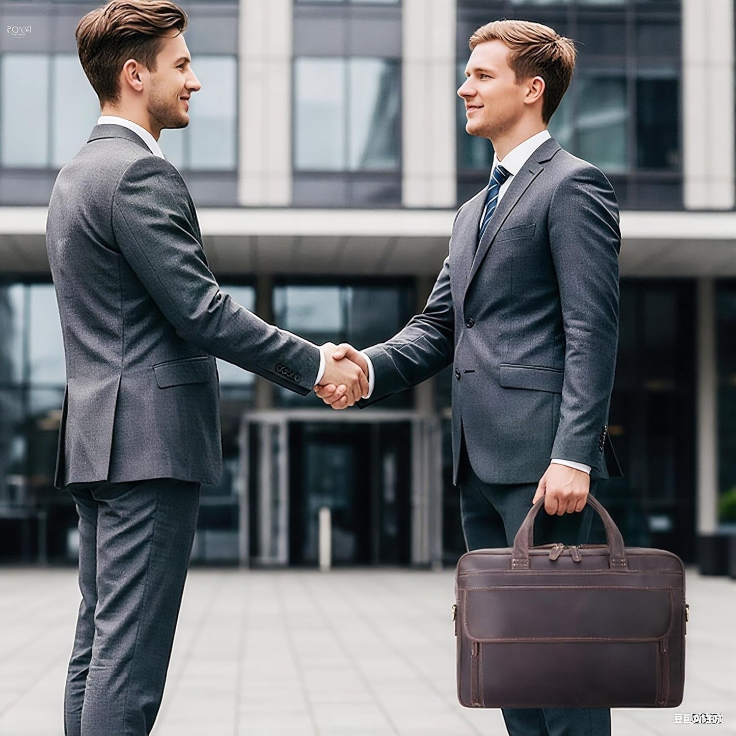 Masa Kawa Leather Briefcase for Men 15.6", 17" Laptop Computer Case Business Travel Work Messenger Cross Body Shoulder Bag