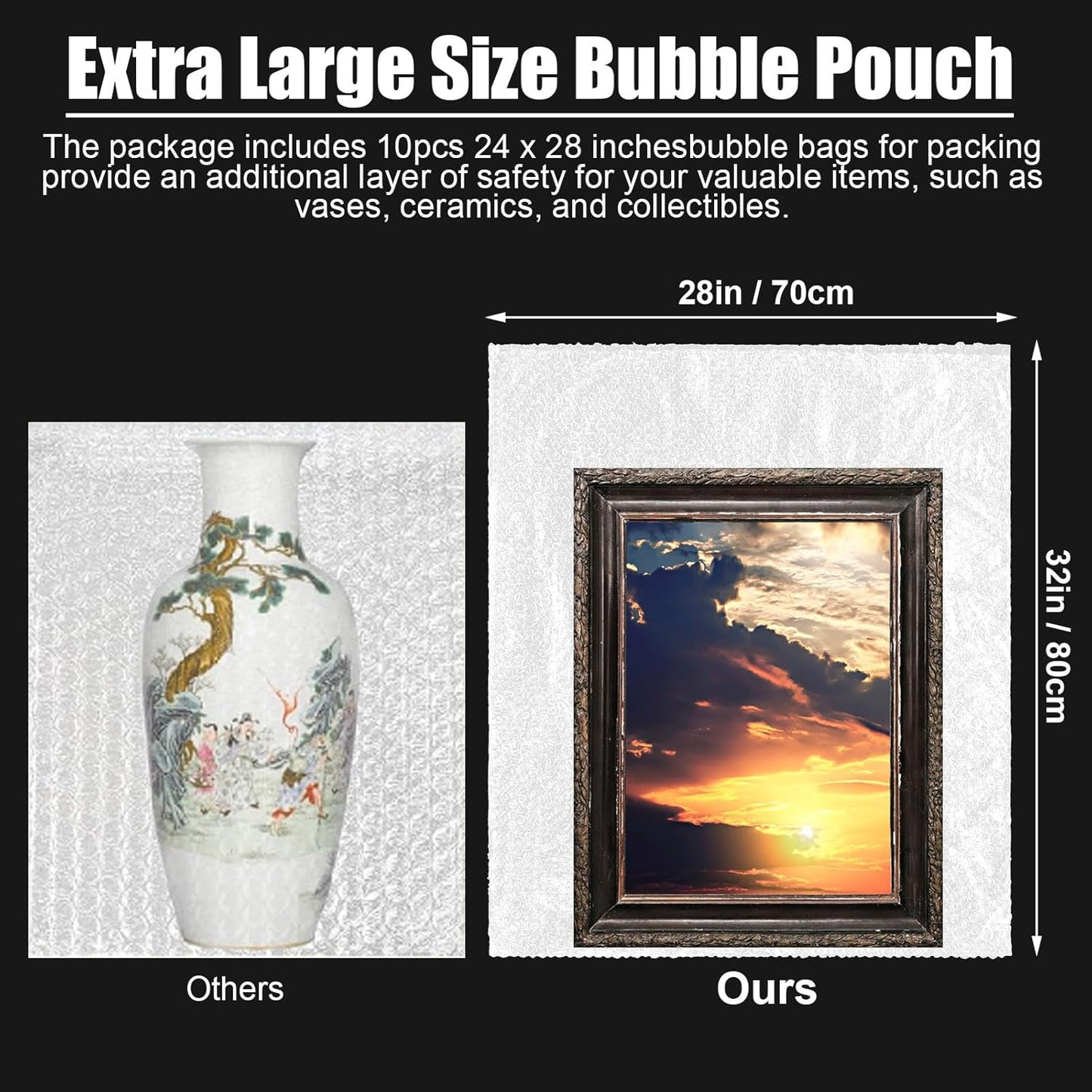 5 Pack Extra Large 28 * 32 Inch Bubble Pouches Clear Bubble Pouch Wrap Bags for Packing Shockproof Cushioning Wrap Bag for Shipping Moving Fragile Dishes China Plates Painting Fragile Items