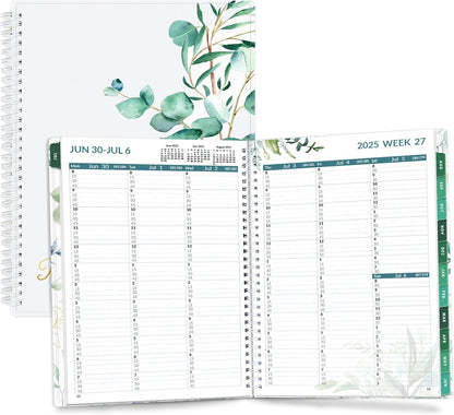 SUNEE 2025-2026 Appointment Book, Quarter-Hourly, Weekly & Monthly - from July 2025 to June 2026, 8.5"x11" Academic Planner, Flexible Cover, Note Pages, Bookmark, Spiral Binding, Leaves