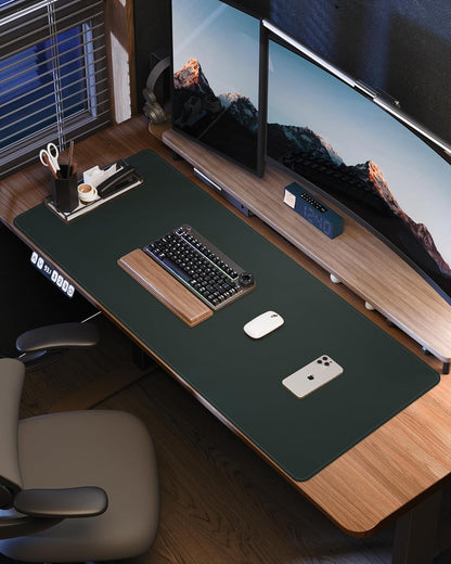 Leather Desk Pad Protector,48"x24" - Premium Desk Mat, Office Desk Mat, Large Mouse Pad,Non-Slip Desk Blotter,Waterproof Desk Writing Pad for Office and Home(Dark Green)