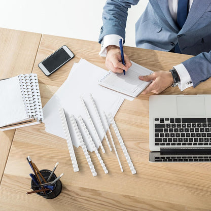 Yunsailing 150 Pack Plastic Binding Combs Plastic Binder Comb Ring 19 Ring Binding Spines Letter Size Spiral coils for Notebook Calendar(1/4 5/16 3/8 1/2 5/8 3/4 in,White)