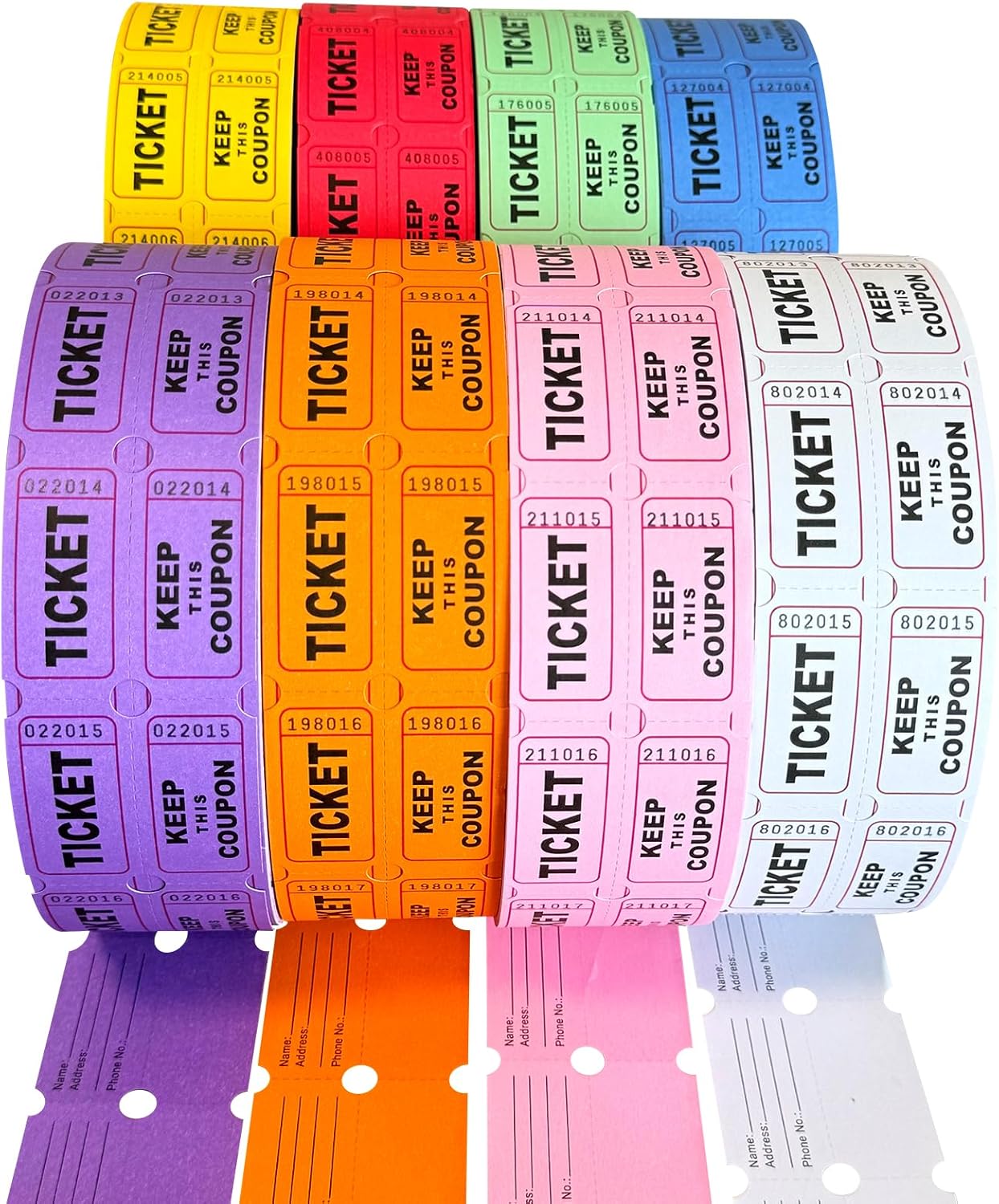 Yuanhe Raffle Tickets Double Roll - 16000 Total 50/50 Raffle Tickets for Events, Entry, Class Reward, Fundraiser, Carnivals, Door Prizes