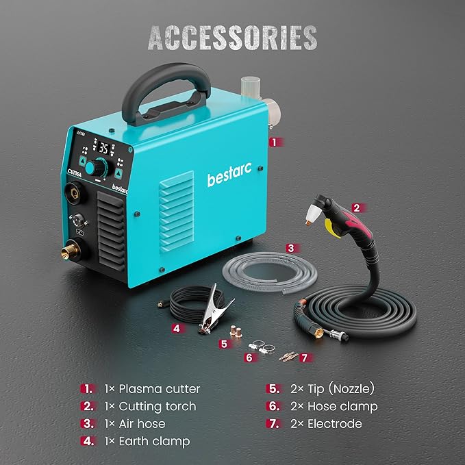 bestarc Plasma Cutter, 35Amps 110V Plasma Cutter Machine, IGBT Inverter bestarc Plasma Cutting Machine, 1/4" Clean Cut 1/2" Max Cut, Post Flow, 2T/4T for Beginners DIY