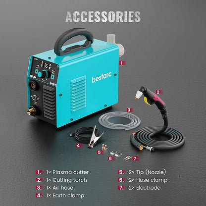 bestarc Plasma Cutter, 35Amps 110V Plasma Cutter Machine, IGBT Inverter bestarc Plasma Cutting Machine, 1/4" Clean Cut 1/2" Max Cut, Post Flow, 2T/4T for Beginners DIY