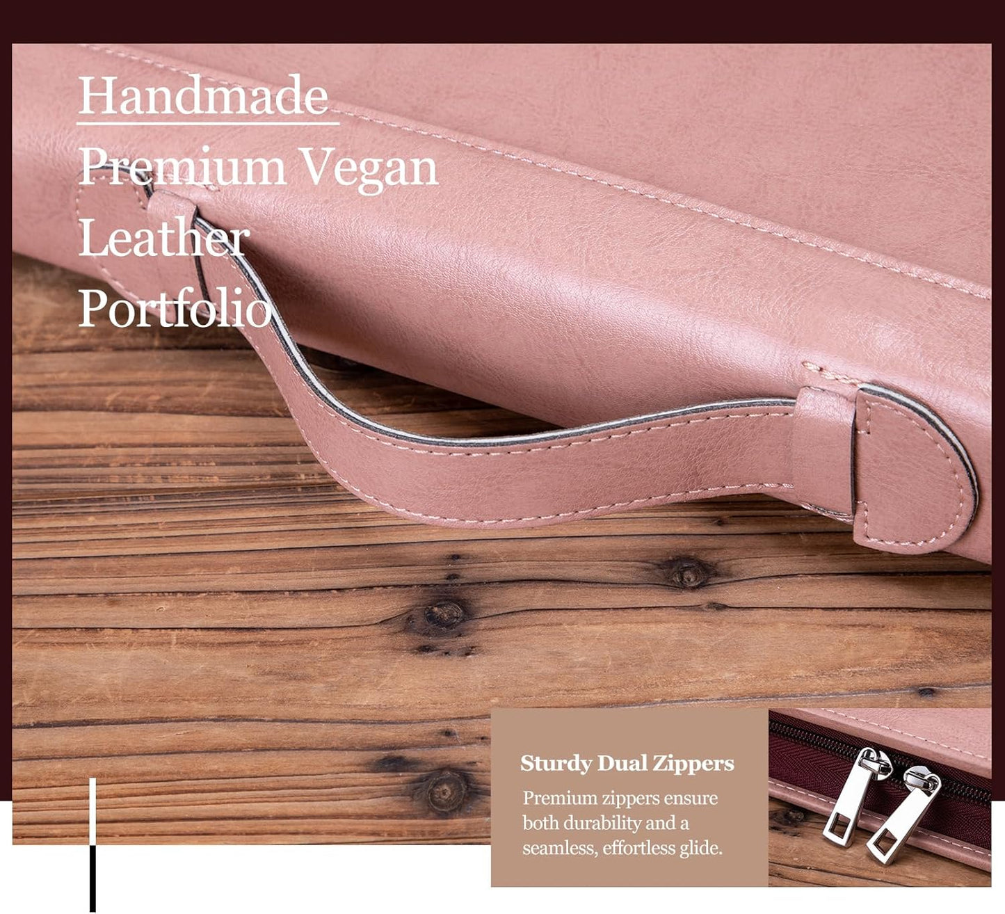 Personalized Vegan Leather Portfolio 3 Ring Binder with Clipboard, Hidden Handle, Custom 8.5 x 11 Zip Padfolio, Business Professional Organizer for Women, Pink