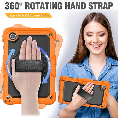 HXCASEAC Case for Samsung Galaxy Tab S6 Lite 10.4 inch, Protective with Screen Protector/Hand Strap/S Pen Holder, Shockproof S6 Lite Tablet Case 2024/2022/2020 SM-P610 SM-P613 SM-P620 - Orange