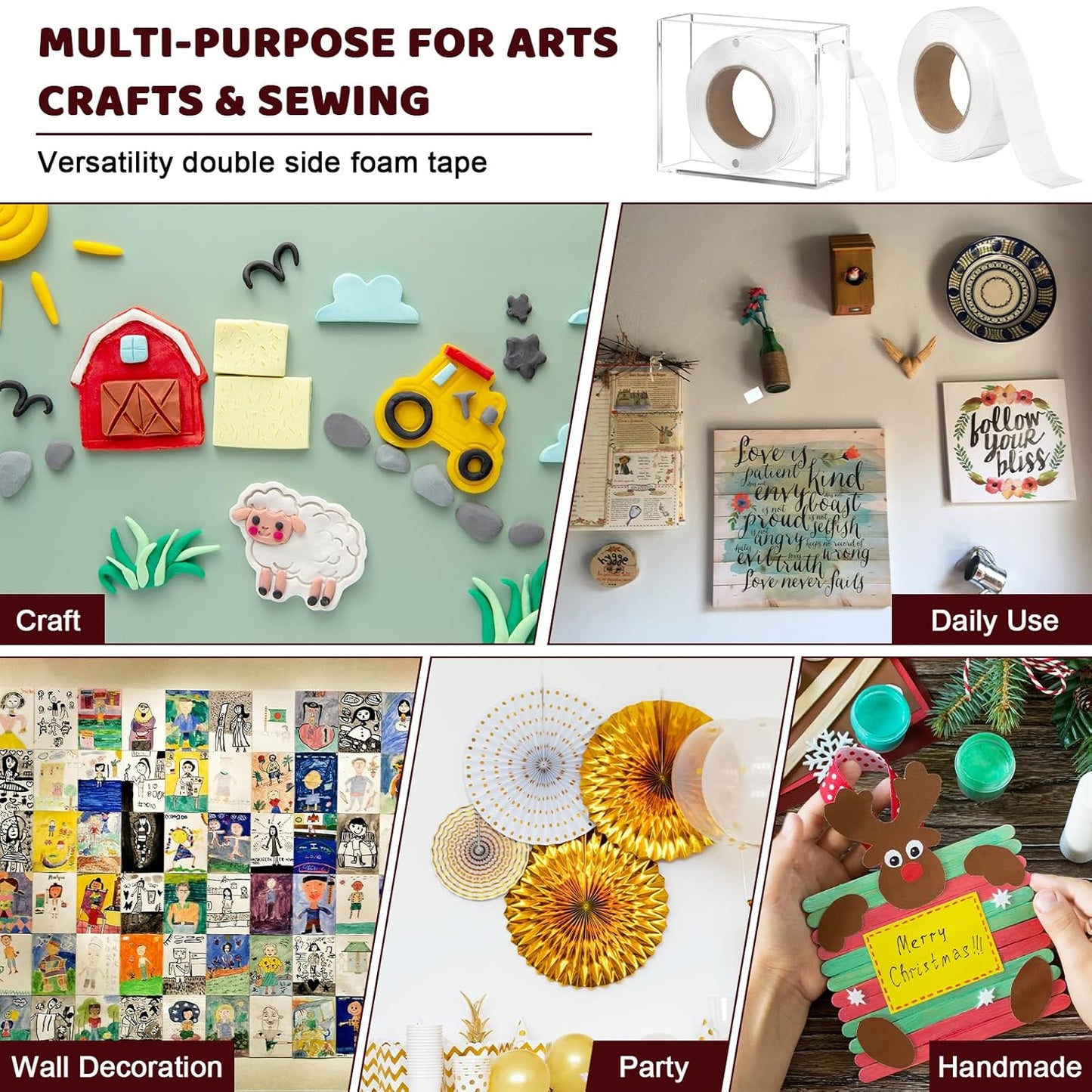 1 Pack Nano Double Sided Adhesive Dots 0.8" Precut Thin Nano Tape with Acrylic Dispenser Box Clear Adhesive Glue Dots Double Sided Sticky Putty for Wall Poster Hanging Crafts Removable(Tape+Box)