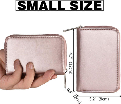 Easyoulife Genuine Leather Credit Card Holder Zipper Wallet With 26 Card Slots