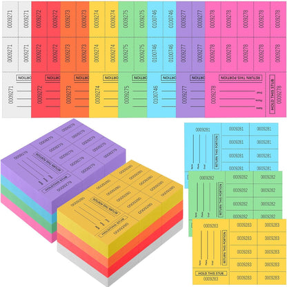 Kosiz 1000 Sheet 10 Bid Raffle Tickets Chinese Auction Tickets Sheets Auction Fundraiser Ticket Numbered with Name and Phone Number Per Sheet Raffle Tags for Silent Bidding (Multicolor)