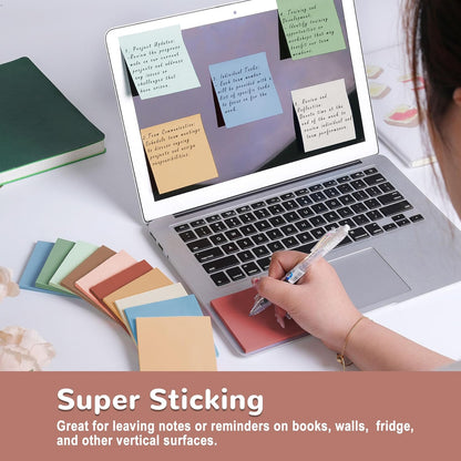 (24 Pack) Sticky Notes 3x3 in., Sticky Note Pads, Vintage Colors Self-Stick Notes Pads, Strong Adhesive, Recyclable, Easy to Post for Home, Office, Notebook