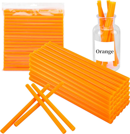 MATUFF 52 Pcs Orange hot Glue Sticks Full Size 0.43” Dia x 8” Long, Colored Hot melt Glue Sticks, All-Purpose Glue Sticks for Halloween Pumpkins Crafts Make, DIY Art Craft Repair Bonding