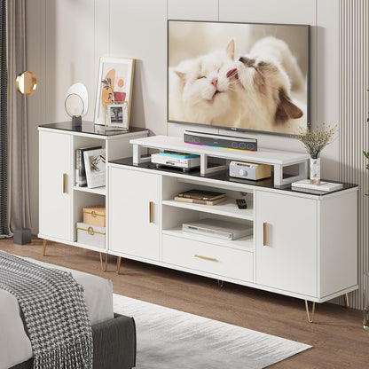 45" Large TV Riser for 32-60 inch TV, TV Riser Stand Shelf with Steel Legs, Tabletop TV Stand Riser for Home Office,White