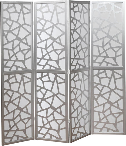 NicBex Room Divider 4 Panel Room Dividers with Paper-Looking Partition Room Dividers and Folding Privacy Screens Wall Divider for Home, Office, Room Separation,70" W x 1" D x 70" H, Silver