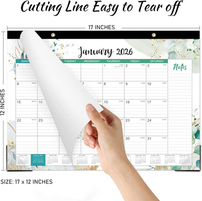 2026 Desk Calendar - Desk Calendar from January 2026 - December 2026, 12" x 17", 12 Monthly Calendar, 2026 Calendars with Protector Corner, Large Blocks