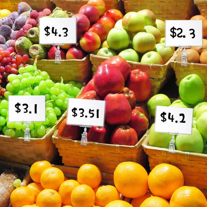 Epakh 20 Pieces Sign Clips Rotating Price Tag Clip Swivel Sign Holder for Handrails or Tubes with 20 Pieces Hard Card Sleeves PVC Card Protector for Shelves Store Supermarket(Sector Style)