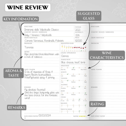 Legend Wine Tasting Journal – Wine Guide & Diary – Unique Accessories & Gifts for Wine Lovers, Women & Men, Eco Leather Notebook (Black)