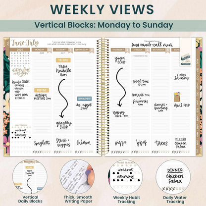 bloom daily planners 2025-2026 Hardcover Academic Year Goal & Vision Planner (July 2025 - July 2026) - Monthly & Weekly Calendar Agenda Organizer - 7.5" x 9" - Blooming Wildly