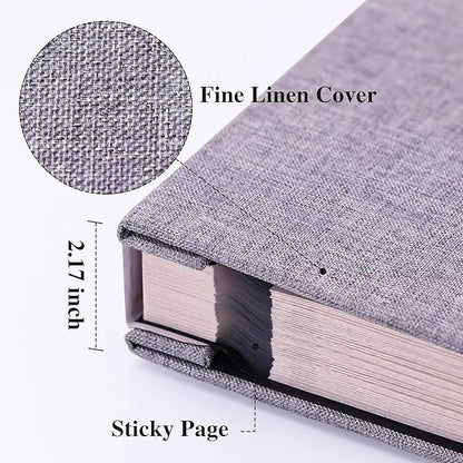Vienrose Photo Album Self Adhesive 13x12.6 for 600 Photos Linen Scrapbook 120 Pages Light Grey