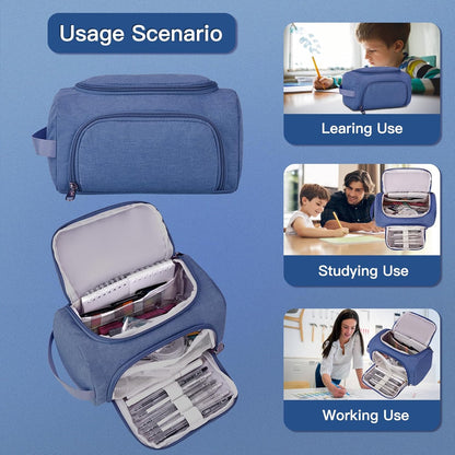 Large Pencil Pouch,Pencil Case Aesthetic,Zipper Pencil Box For Girls Back To School Supplies Emergency Bag Makeup Bag (DeepBlue)