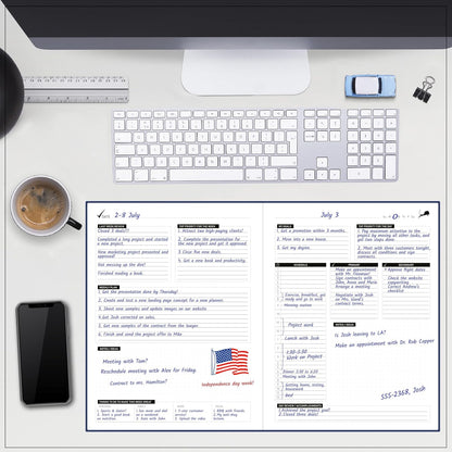 Day Planner - Professional Goal Planner, Calendar & Gratitude Journal to Increase Productivity, Time Management & Happiness - Vegan Leather Softcover, 24 Hourly Planner, Undated 6 Months Work Planner