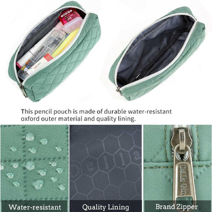 Della Gao Small Pencil Case Large Capacity Pencil Pouch Marker Pen Bag Coin Pouch Office Stationery Organizer (Dark Green)