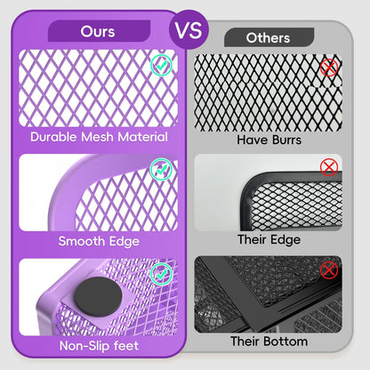 Mesh Pen Organizer for Desk, Multi-Functional Pencil Holder with Drawer Desk Organizers, Large Capacity Storage for School Office Home Supplies (Purple)