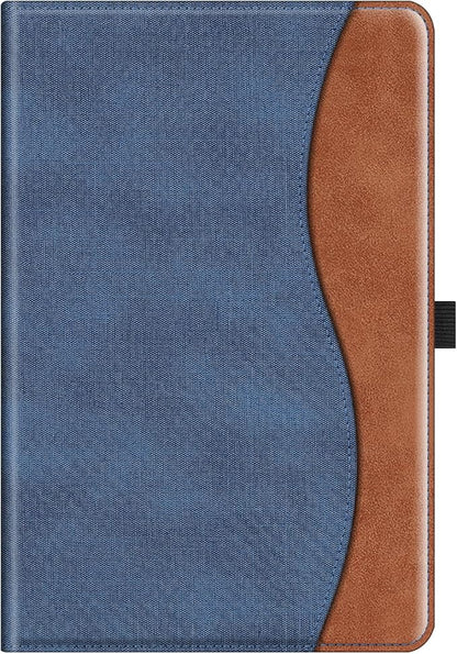 Fintie Case for Samsung Galaxy Tab A9 Plus/A9+ 5G 11 Inch 2023 Model (SM-X210/X216/X218), Multi-Angle Viewing Smart Stand Back Cover with Pocket Auto Wake/Sleep, Denim Blue/Brown