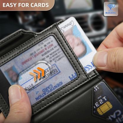 KEMISANT Airtag Wallet Men Gift,Mens Slim Front Pocket Wallet Money Clip Standard or Apple Airtag Use 3.8"×2.8"×0.9"