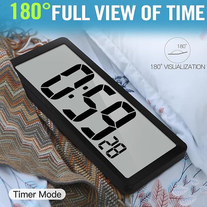 TXL 14.2"" Large Digital Wall Clock Battery Operated, Digital Clock Large display with Day, Date & Temperature, Large wall clock for Bedroom, Livingroom, Office，Battery Included, Black