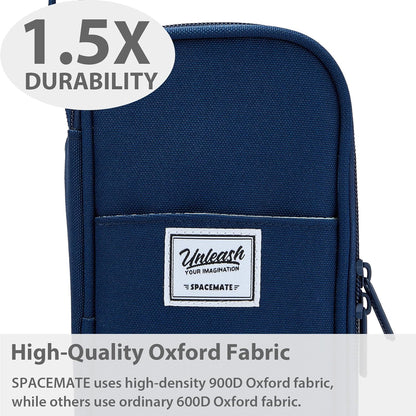 Pencil Case Pouch Box Bag School Supplies Girls Boys Kids, Cute Preppy Stuff Large Big Capacity Aesthetic Pen Organizer, Back to College Stationary, Navy Blue, Classic Stlye, 1800ml