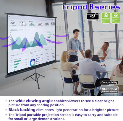 Elite Screens Tripod B, 50-INCH 1:1, Lightweight Pull Up Foldable Stand, Manual, Movie Home Theater Projector Screen, 4K / 8K Ultra HDR 3D Ready, US Based Company 2-YEAR WARRANTY, T50SB - Black